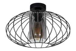 Flurlampen|Bürolampen*Belis Runde Deckenleuchte E27 Ø34 cm Schwarz blendarm Retro