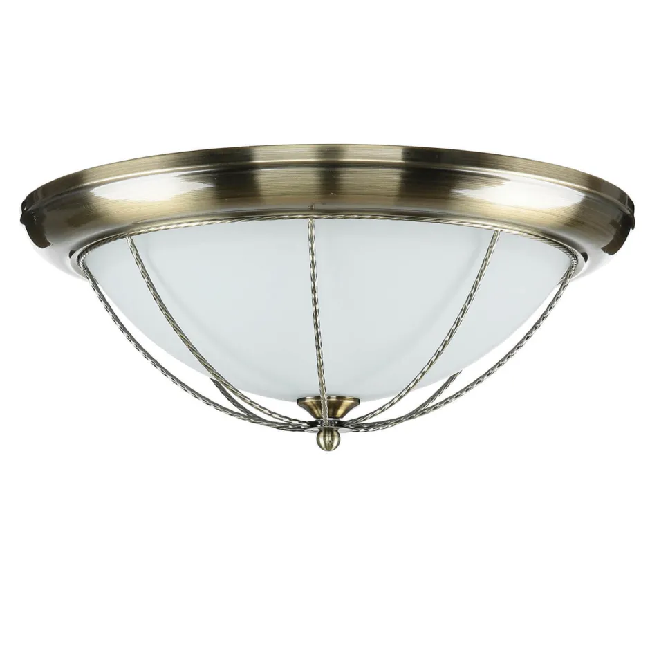 Easylight Runde Deckenleuchte E27 SUDAN mit Glasschirm Messing Optik< Deckenleuchten|Flurlampen