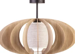 Sigma Runde Deckenleuchte Holz Stoff blendarm Ø60 cm E27< Holzlampen|Moderne Lampen