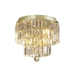 Deckenleuchten|Metall Lampen*Searchlight Runde Deckenleuchte IP44 Glas Metall Ø34 cm in Messing