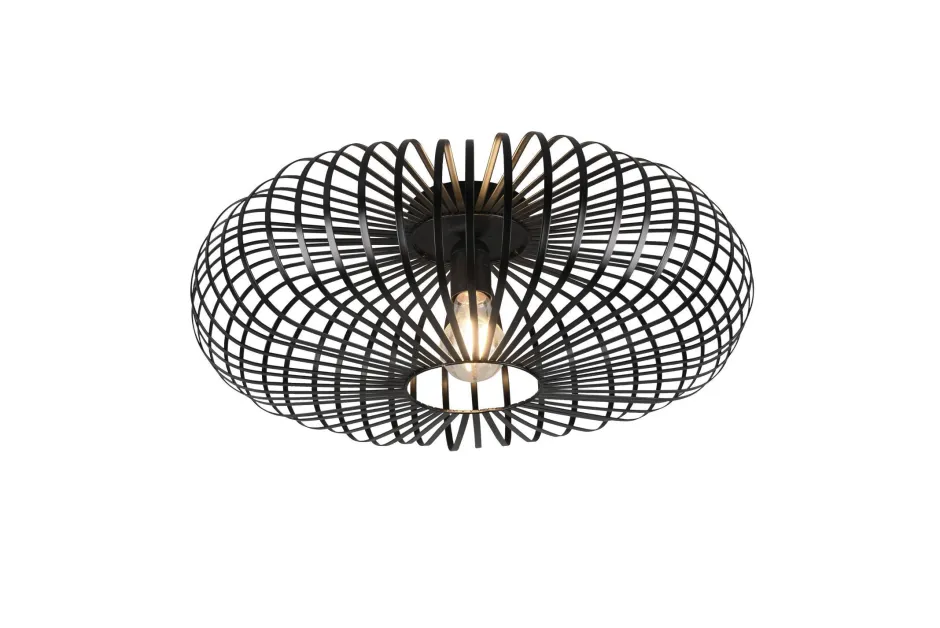 Trio Reality Runde Deckenleuchte Metall Schwarz E27 Ø50 cm Industrie< Flurlampen|Bürolampen