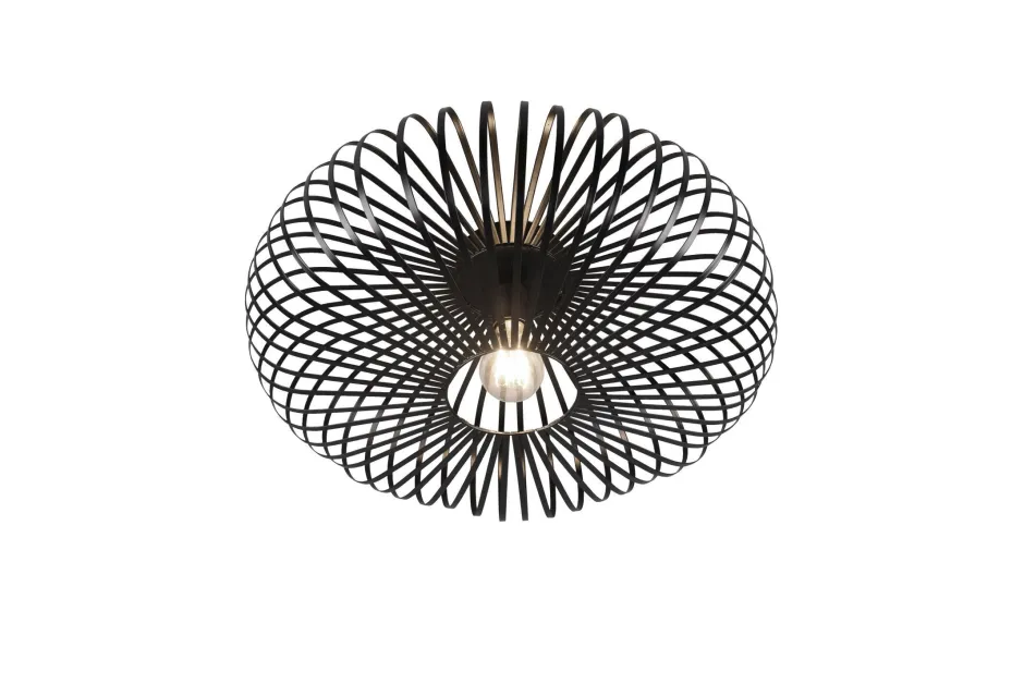 Trio Reality Runde Deckenleuchte Metall Schwarz E27 Ø50 cm Industrie< Flurlampen|Bürolampen