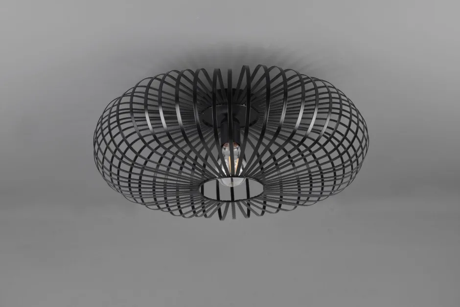 Trio Reality Runde Deckenleuchte Metall Schwarz E27 Ø50 cm Industrie< Flurlampen|Bürolampen