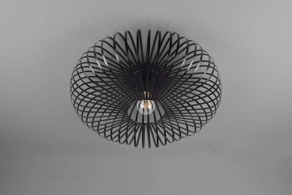 Trio Reality Runde Deckenleuchte Metall Schwarz E27 Ø50 cm Industrie< Flurlampen|Bürolampen