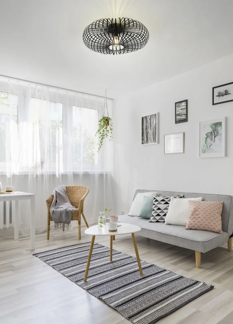 Trio Reality Runde Deckenleuchte Metall Schwarz E27 Ø50 cm Industrie< Flurlampen|Bürolampen