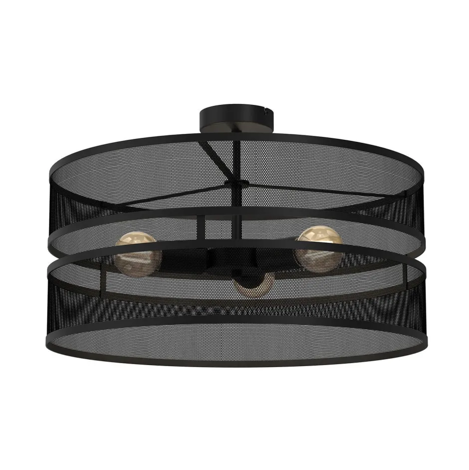 Luminex Runde Deckenleuchte Metall Schwarz E27 Ø55 cm Industrie< Deckenleuchten|Badezimmer Lampe