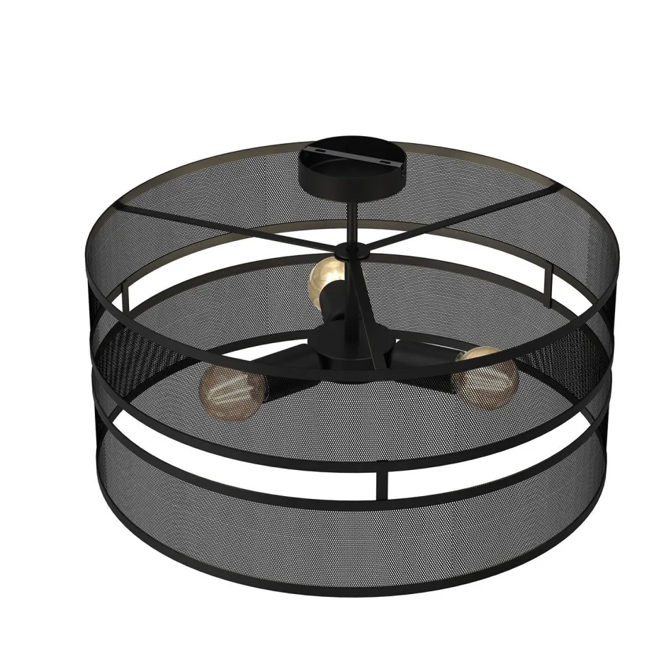 Luminex Runde Deckenleuchte Metall Schwarz E27 Ø55 cm Industrie< Deckenleuchten|Badezimmer Lampe