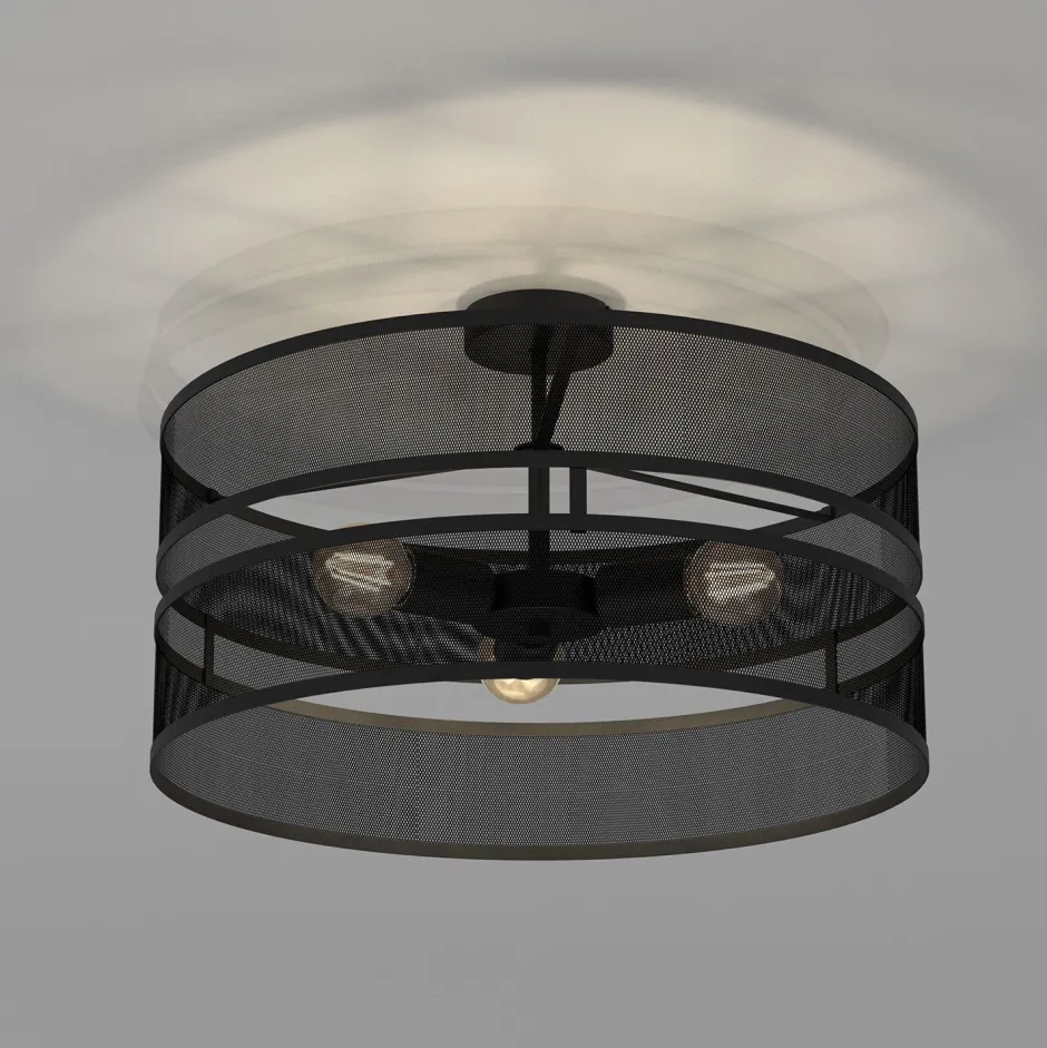 Luminex Runde Deckenleuchte Metall Schwarz E27 Ø55 cm Industrie< Deckenleuchten|Badezimmer Lampe