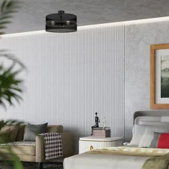 Luminex Runde Deckenleuchte Metall Schwarz E27 Ø55 cm Industrie< Deckenleuchten|Badezimmer Lampe