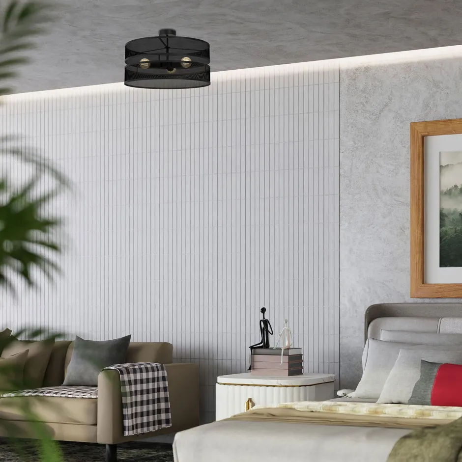 Luminex Runde Deckenleuchte Metall Schwarz E27 Ø55 cm Industrie< Deckenleuchten|Badezimmer Lampe