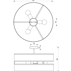 Luminex Runde Deckenleuchte Metall Schwarz E27 Ø55 cm Industrie< Deckenleuchten|Badezimmer Lampe