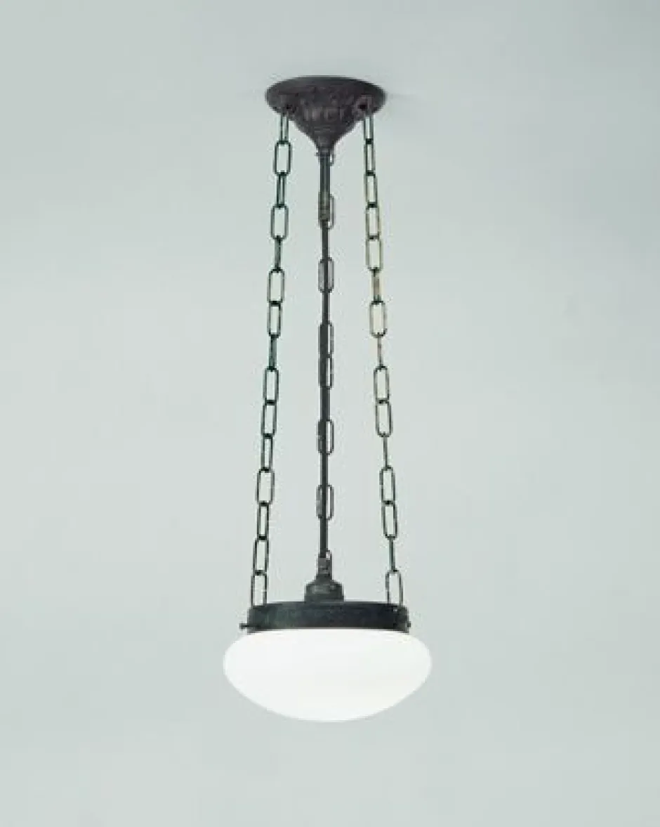 Berliner Messingleuchten Runde Hängelampe Antik Messing Glas E27 Ø20 cm blendarm< Hängelampen|Bürolampen