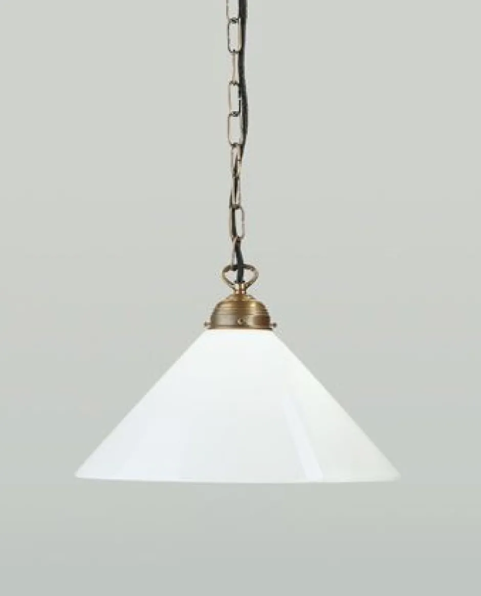 Berliner Messingleuchten Runde Hängelampe E27 Ø35 cm Berliner Messing Glas< Hängelampen|Bürolampen