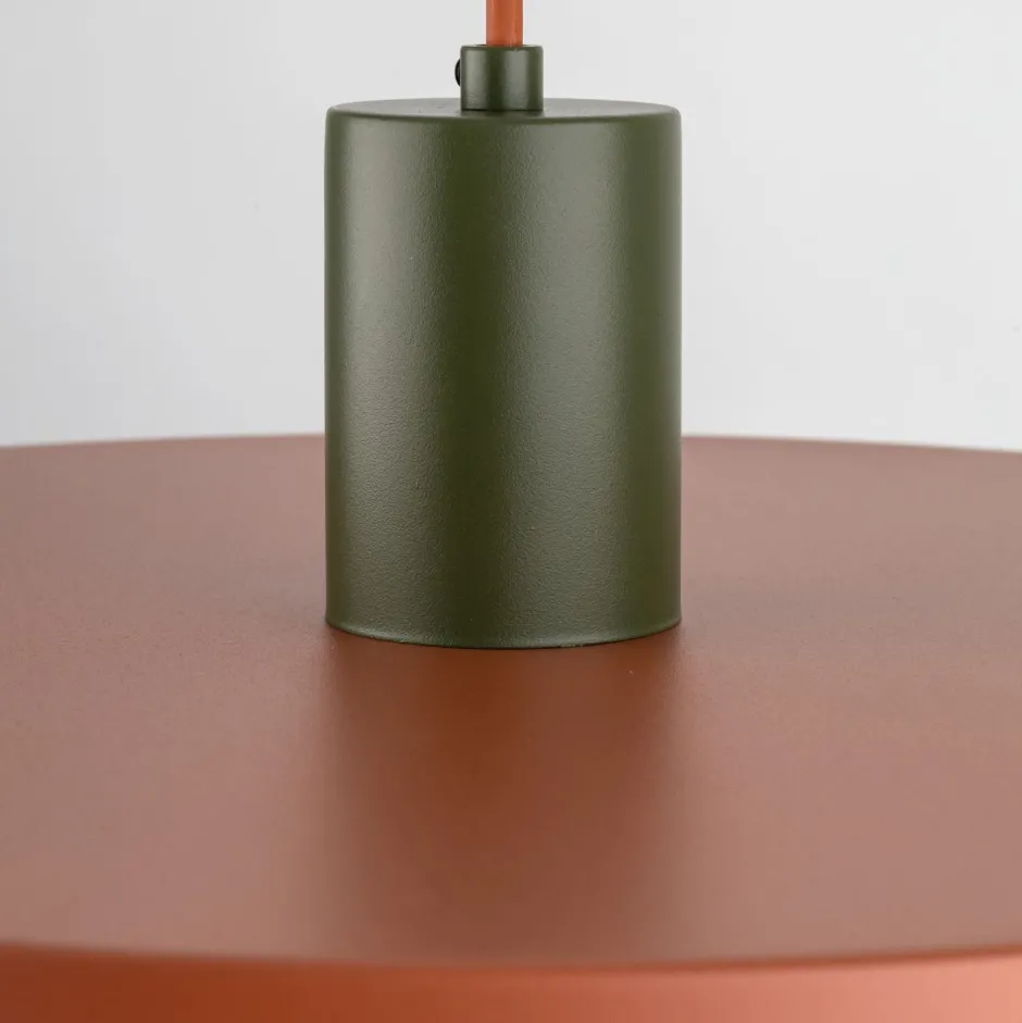 Hängelampen|Bürolampen*TK Lighting Runde Hängelampe E27 Ø40 cm Vintage Braun Ziegelrot