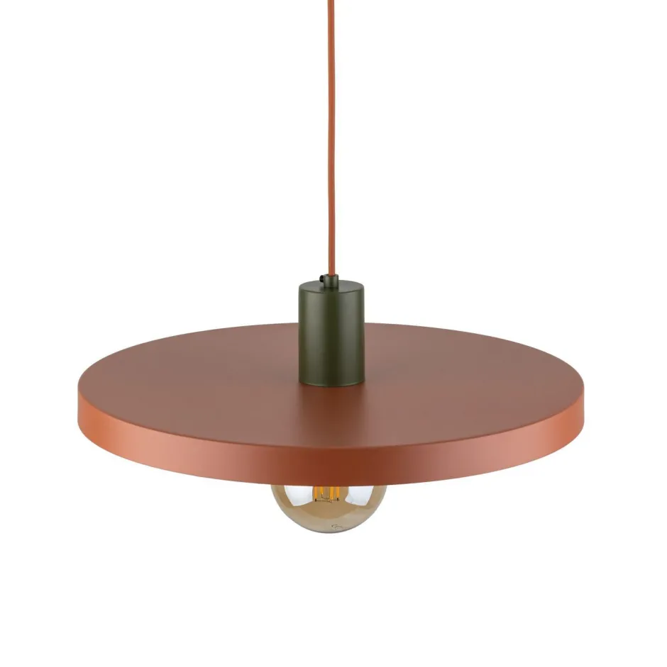 Hängelampen|Bürolampen*TK Lighting Runde Hängelampe E27 Ø40 cm Vintage Braun Ziegelrot