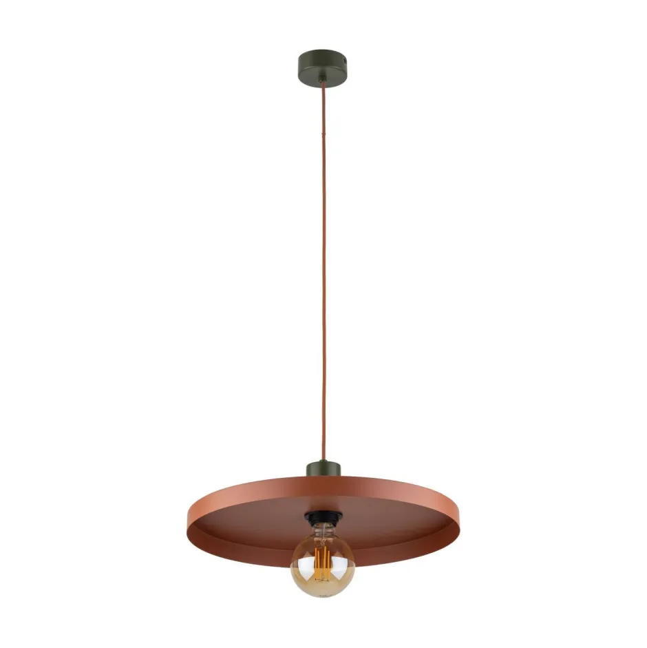 Hängelampen|Bürolampen*TK Lighting Runde Hängelampe E27 Ø40 cm Vintage Braun Ziegelrot