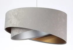 BPS Koncept Runde Hängelampe E27 D: 50 cm Grau Gold Silber Stoffschirm< Hängelampen|Bürolampen