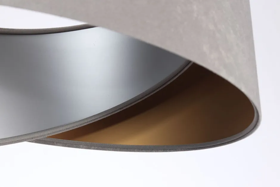 BPS Koncept Runde Hängelampe E27 D: 50 cm Grau Gold Silber Stoffschirm< Hängelampen|Bürolampen