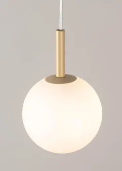 Hängelampen|Esszimmer Lampen*Sigma Runde Hängelampe Glas Kugel Metall Gold G9 Ø14 cm