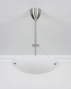 Berliner Messingleuchten Runde Hängelampe Glas Messing in Nickel G9 inkl. Ø40 cm< Hängelampen|Bürolampen