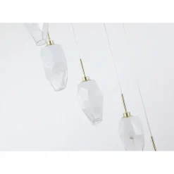 Searchlight Runde Hängelampe Glas Metall 8-flammig in Messing Weiß< Bürolampen|Wohnzimmerlampen