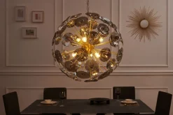 Invicta Interior Runde Hängelampe Kugel Glas Metall 5-flammig in Gold< Wohnzimmerlampen|Glaslampen