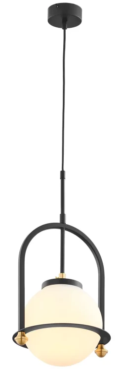 Bürolampen|Schlafzimmer Lampen*Jupiter Runde Hängelampe Metall Glas E27 Ø23 cm in Schwarz