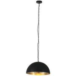 Steinhauer Runde Hängelampe Metall in Schwarz Gold 50 cm Modern< Hängelampen|Bürolampen