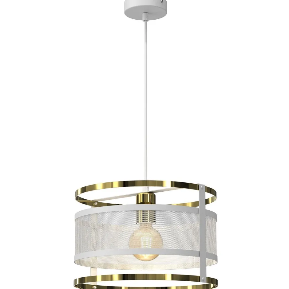 Luminex Runde Hängelampe Metall Weiß Gold Ø30 cm Loft stylisch< Hängelampen|Bürolampen