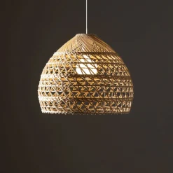 Nowodvorski Runde Hängelampe Rattan Naturholz E27 Ø43 cm wohnlich< Hängelampen|Bürolampen