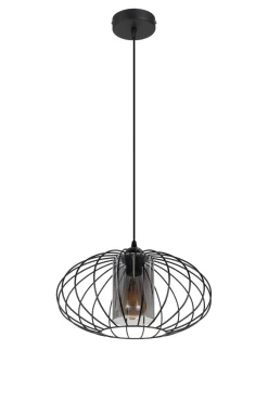 Hängelampen|Bürolampen*Belis Runde Hängelampe Schwarz Metall Ø34 cm E27 Retro