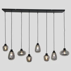 Steinhauer Runde Hängelampe Schwarz Rauchgrau Glas Metall 145 cm< Hängelampen|Esszimmer Lampen