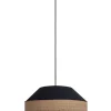Belis Runde Hängelampe Stoff Rattan Schwarz Natur E27 Ø45 cm< Hängelampen|Bürolampen