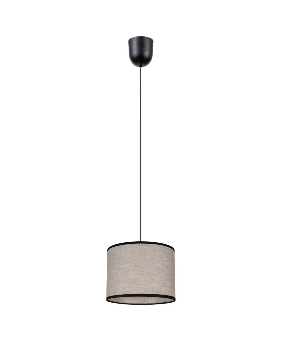 Hängelampen|Bürolampen*Belis Runde Hängelampe Stoff Schwarz Beige E27 Ø20 cm Modern
