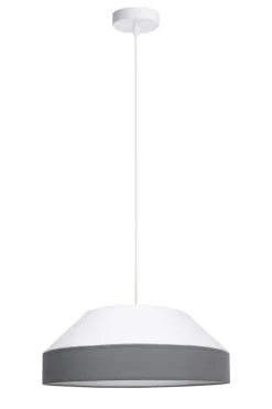 Belis Runde Hängelampe Stoff Weiß Grau E27 Ø45 cm blendarm< Hängelampen|Bürolampen