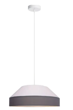 Belis Runde Hängelampe Stoff Weiß Grau E27 Ø45 cm blendarm< Hängelampen|Bürolampen