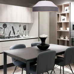 Belis Runde Hängelampe Stoff Weiß Grau E27 Ø45 cm blendarm< Hängelampen|Bürolampen