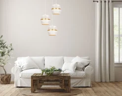 Hängelampen|Bürolampen*Belis Runde Hängelampe Weiß Gold Metall B:45 cm E27 3-flmg