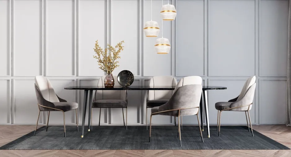 Hängelampen|Bürolampen*Belis Runde Hängelampe Weiß Gold Metall B:45 cm E27 3-flmg