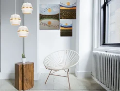 Hängelampen|Bürolampen*Belis Runde Hängelampe Weiß Gold Metall B:45 cm E27 3-flmg