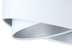 BPS Koncept runde Hängelampe Weiß Silber Stoff Esstisch< Moderne Lampen|Wohnzimmerlampen