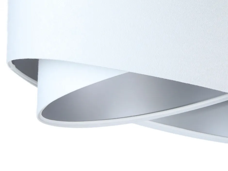 BPS Koncept runde Hängelampe Weiß Silber Stoff Esstisch< Moderne Lampen|Wohnzimmerlampen