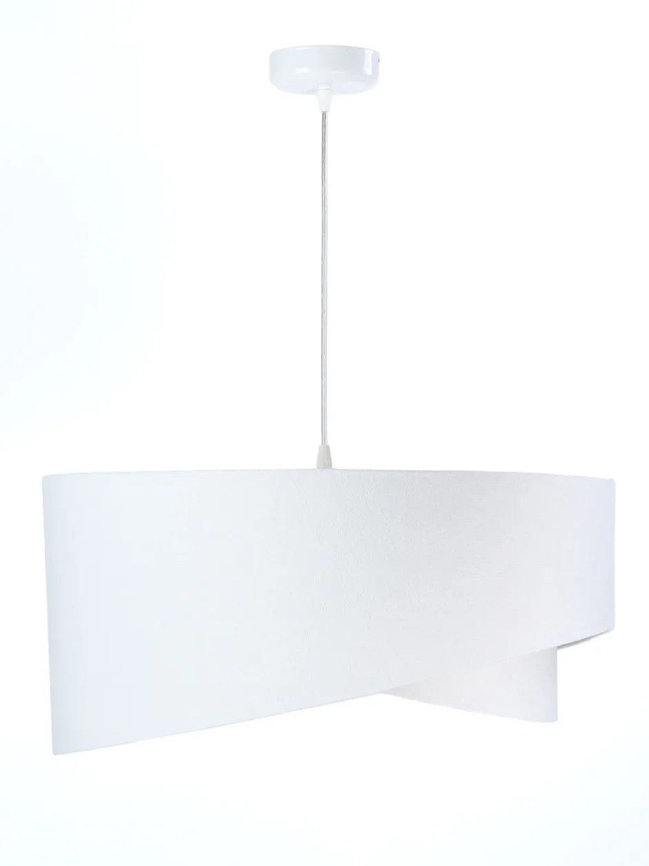 BPS Koncept runde Hängelampe Weiß Silber Stoff Esstisch< Moderne Lampen|Wohnzimmerlampen