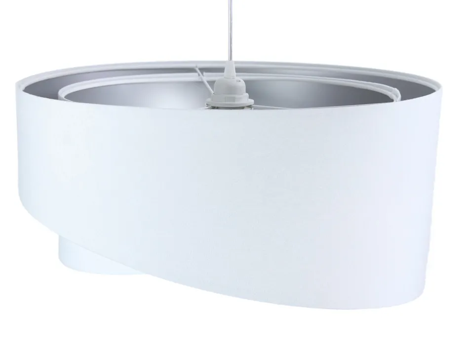 BPS Koncept runde Hängelampe Weiß Silber Stoff Esstisch< Moderne Lampen|Wohnzimmerlampen