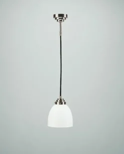 Hängelampen|Bürolampen*Berliner Messingleuchten Runde Hängeleuchte Messing Glas in Nickel E27 B:15 cm