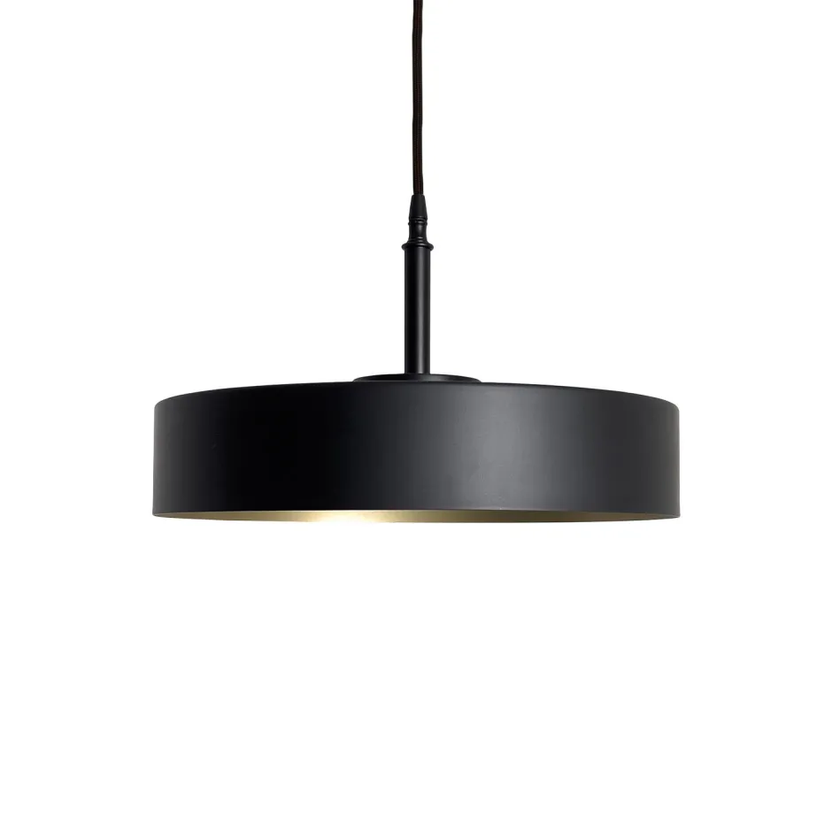 Giovanni Battista Runde Hängeleuchte Schwarz Gold E27 Ø 40 cm Messing Eisen< Hängelampen|Feuchtraumleuchten