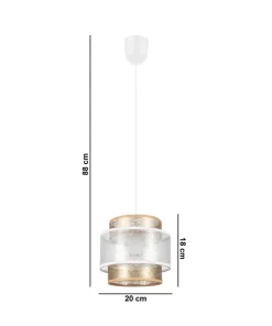 Belis Runde Hängeleuchte Stoff Weiß Gold Ø20 cm E27 gemütlich< Hängelampen|Bürolampen