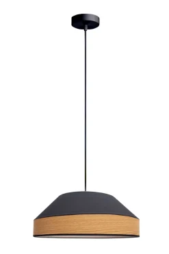 Belis Runde Hängeleuchte Stoff wohnlich Schwarz Natur B:45 cm< Hängelampen|Bürolampen