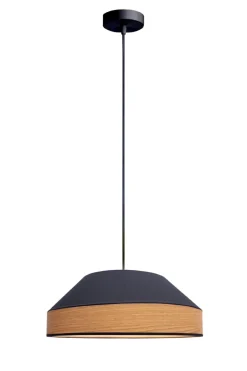 Belis Runde Hängeleuchte Stoff wohnlich Schwarz Natur B:45 cm< Hängelampen|Bürolampen