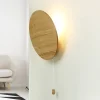 Wandleuchten|Flurlampen*Nowodvorski Runde Holz Wandlampe mit Schalter flach Modern